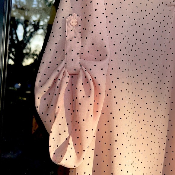 Rue21 women’s pink and black polka dot top - Picture 3 of 6